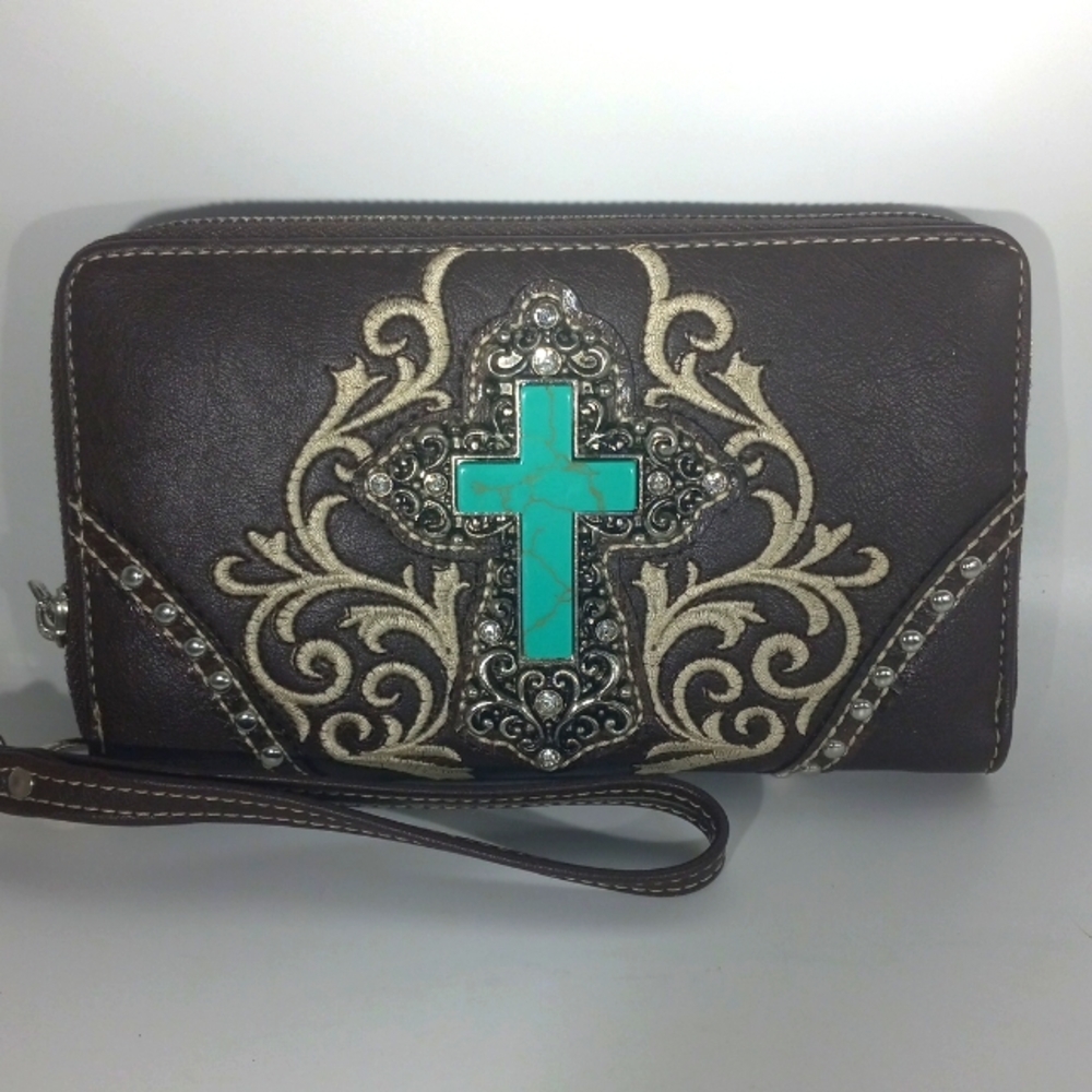 BROWN WALLET/WRISTLET